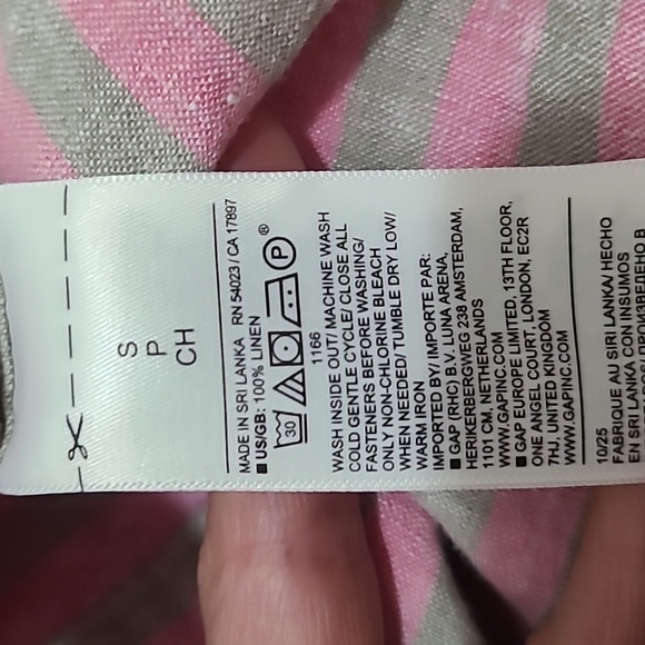 Banana Republic Pink Gray Striped Preppy Nautical Oversized Linen Shirt - Picture 5 of 5